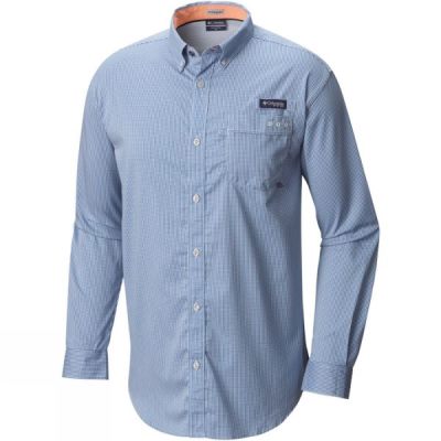 Camisa Columbia Super Harborside Woven Manga Larga Hombre Azules - Chile CJQ129507